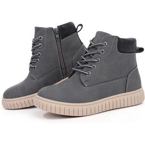 Kids Zipper Grey Ankle Boots Kids Sneaker with Boot-Like High Top Design